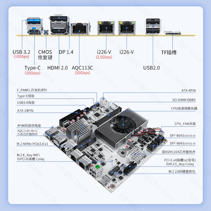 Płyta główna N150 8 Bay 10GbE  – Mini Itx Dual 2.5G Nas Motherboard recenzja i cena