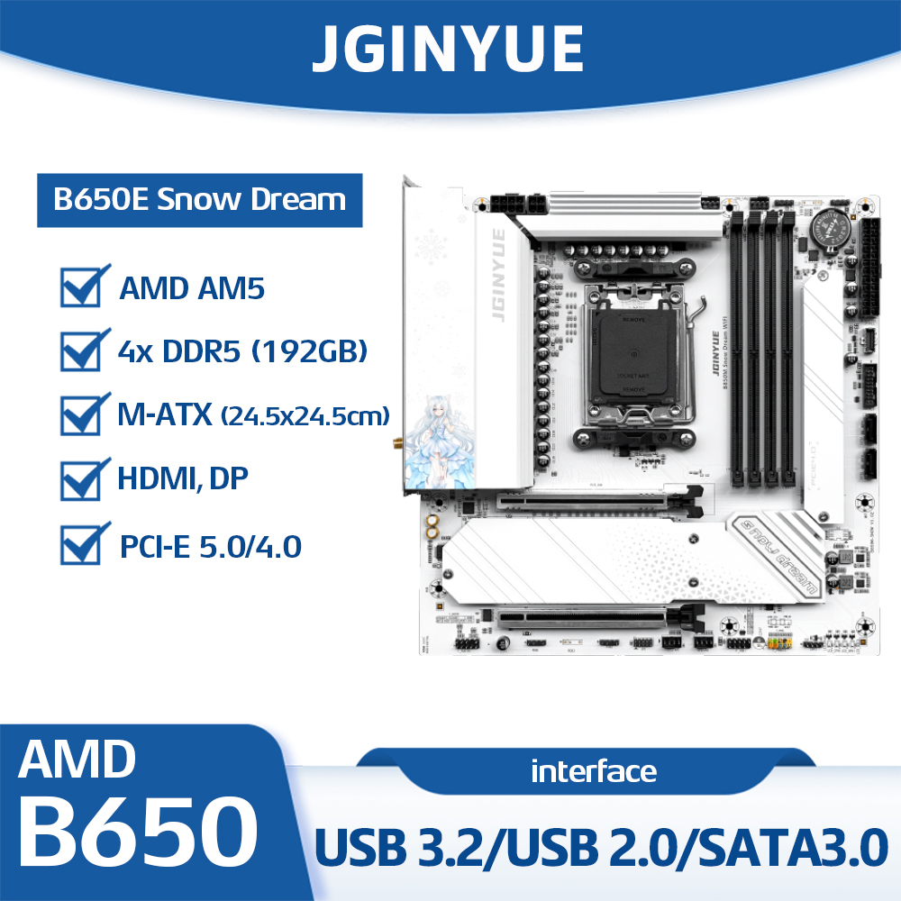 Płyta główna JGINYUE B650E Sno – Am5 Micro Atx Pcie 5.0 Motherboard recenzja i cena