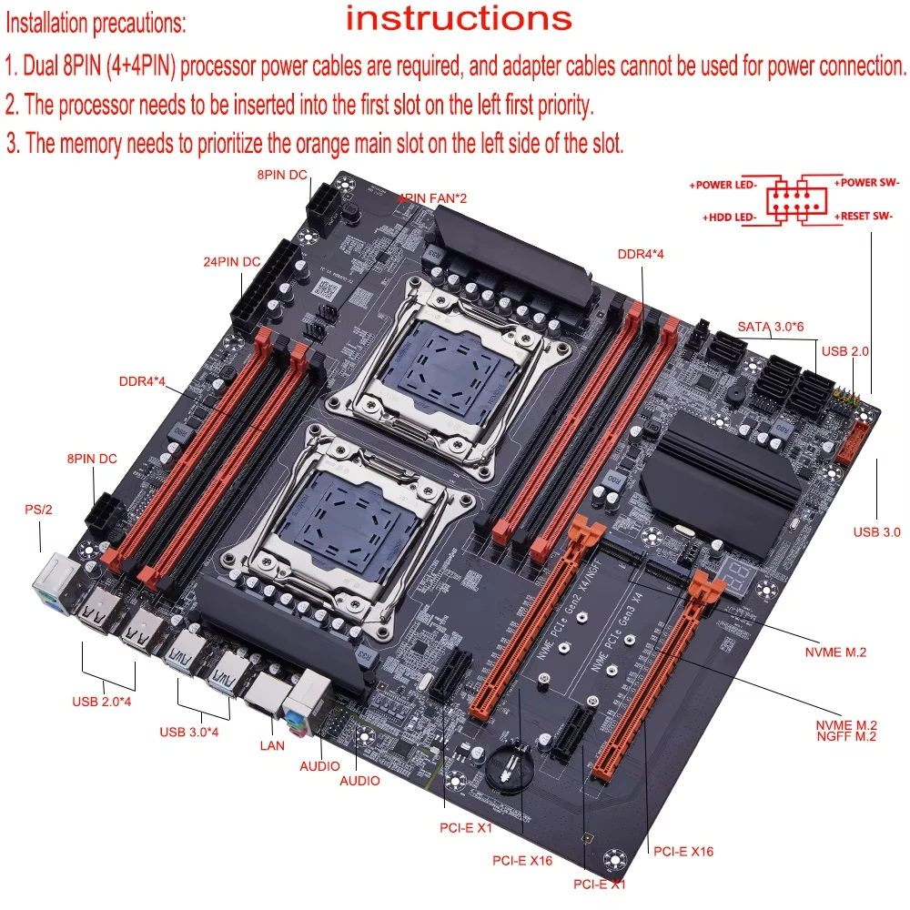 Zestaw płyty głównej X99 Dual  – Dual Lga2011-3 Server Motherboard Combo recenzja i cena